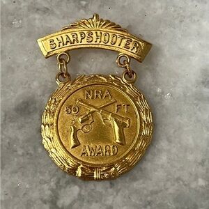 Vintage Sharpshooter NRA 50 Ft Award Medal By Blackinton